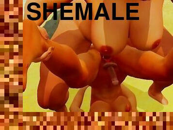 énorme, monstre, chatte-pussy, transsexuelle, hentai, 3d, sauvage