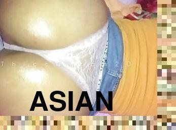 asiatisk, rumpe, doggy, tenåring, massasje, creampie, stram, filipinsk, stringtruse