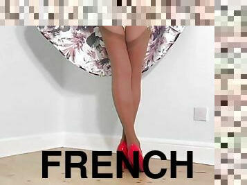française, rétro, jupe-en-l’air, bas, britannique, lingerie, solo, talons-hauts