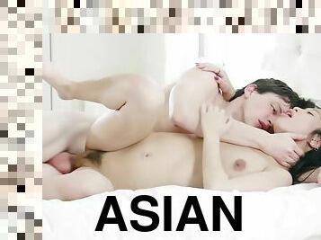 Asian Beauty Blowjobs Big Dick And Rides It With Hairy Pussy - Jade Kush