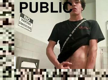 Gay Teen Model Masturbates Inside Librarys Public Restroom!