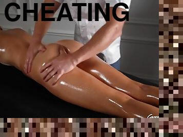 Real Cheating Teen Babe With a Big Ass gets Creampie Oil Massage