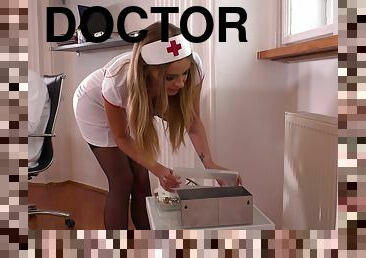 Blonde nurse fucked by the doctor in intense office kinks