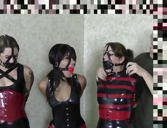 bdsm, stram, latex, brunette, lær