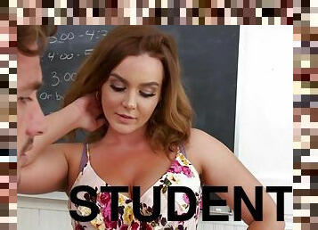 Prof. Natasha Nice shines her big tits on sheltered student - myfirstsexteacher