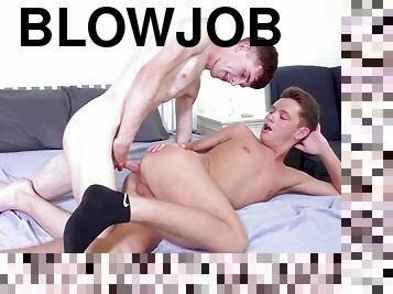 Power Bottom fucks his twink friend Str8 bareback