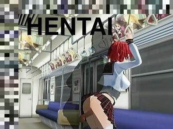 3D HENTAI Redhead schoolgirl gets fucked in the ass in a train car