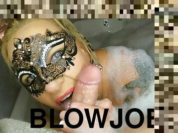 Hot Blue Eyed Blonde, Candy Butt, Gives the BEST EVER sensual Deepthroat blowjob in the bath