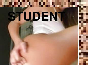 Horny student pussy tries hard cock riding - Deluxegirl
