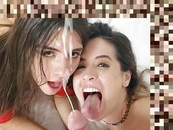 INTENSE Threesome With Abbie Maley & Tru Kait - 2 Hungry Sluts  HARD Pussy Fucking  MASSIVE Facial