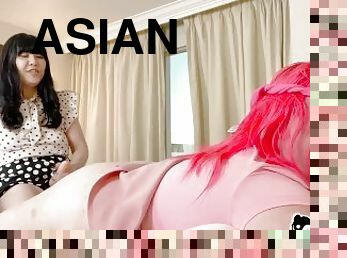 Asian Fucks Stuck Bimbo Wedgies and Strap On Sneaky Peaky