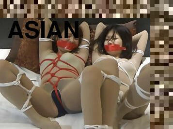 asiatisk, strømpebukser, japans, bdsm, trekanter, strømper, bundet, undertøj, fetish, bondage