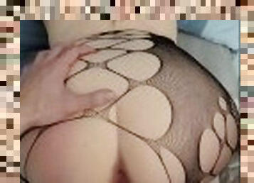 Fishnets and Huge Cock Sleeve = Amazing