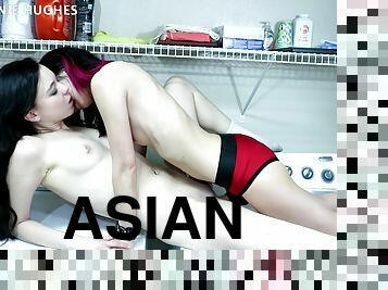 asiatiche, magre, vibratori-fissabili-al-corpo, lesbiche, giovanissime, giocattoli, brunette