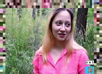 Petite Girl Sucks Strangers Cock In The Woods