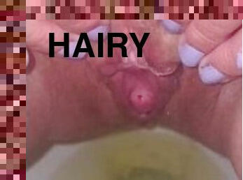 Hairy pussy peeing in toilet milf
