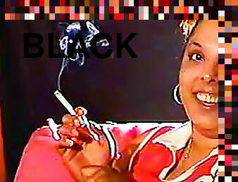 Chubby black girl is a sexy smoker