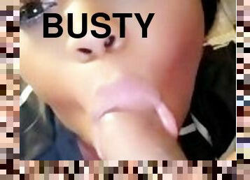 BUSTY EBONY BABE [ MYA STAXXX ] SUCKING + DEEPTHROATING BBC FOR HER SNAPCHAT + ONLYFANS POV STYLE !