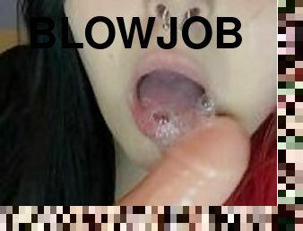 Sloppy blowjob makes her makeup run