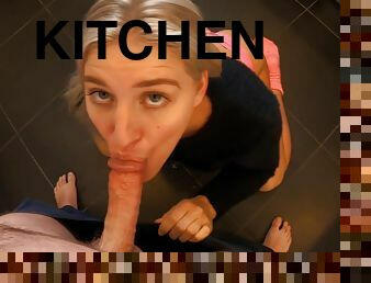 Kate Pie Deepthroats Cock In The Kitchen And Gets Messy Facial