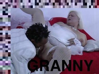 Granny bride sucks black dick and gets plowed