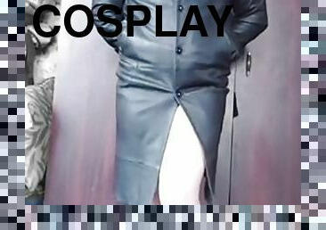 Leather Coat Cool Hot Ladyboy Blonde BBW Sexy Model Femboy Cosplayer Crossdresser Princess