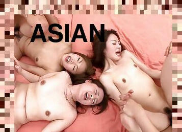 asiatisk, hårete, blowjob, cumshot, japansk, gruppesex, fingret, små-pupper