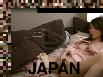 Japanese Wife Masturbates In Bed