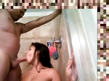 Huge titted gurl banged in the shower