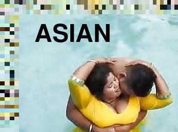 asiatisk, store-pupper, eldre, indian-jenter, fingret, svømmebasseng