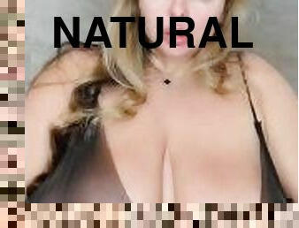 Fondling big natural tits so cute hard nipples