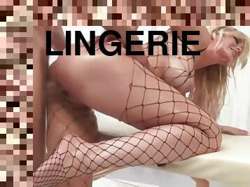 Bigbooty lingerie masseuse oiled up and doggystyled ballsdeep