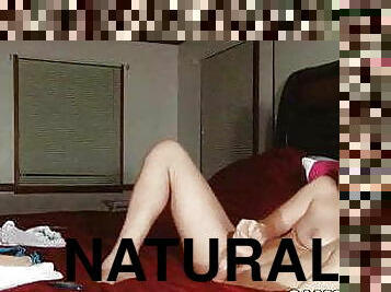 masturbacja, blondynka, naturalne, kamerka-internetowa, jeżdżenie, dildo