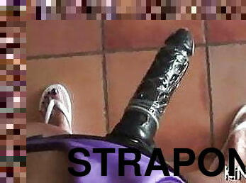 strapon, füße, dildo, vorherrschaft