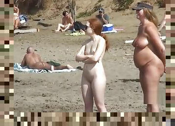 nudist, offentlig, amatør, kamera, strand, voyeur