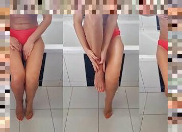 18 years old Stepsister oiling her Gorgeous Legs makes me want to fuck her and cum on her Feet