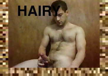 Hairy Caucasian cums