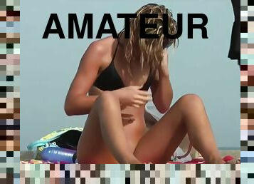 nudist, utendørs, offentlig, amatør, compilation, kamera, strand, voyeur