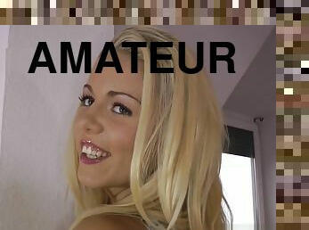 amatør, blowjob, tenåring, strømper-stockings