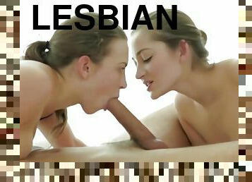 Lesbian couple invite a male into session