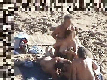 nudist, offentlig, amatør, kamera, gruppesex, strand, voyeur