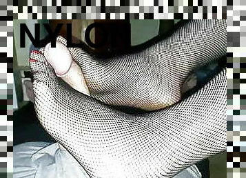 strømpebukse, føtter, strømper-stockings, strømper, fetisj, footjob, nylon, tær