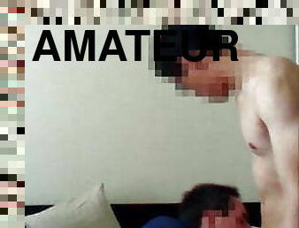 amatør, blowjob, interracial, homofil, hjemmelaget, par, svelging, cum, suging