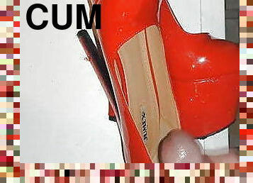 Cum in her red used High Heels