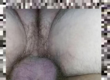 hundestilling, gravid, fisse-pussy, kone, amatør, creampie, sperm-sperm