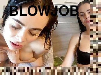 Long and juicy blowjob from a beauty with big tits • Nick Morris