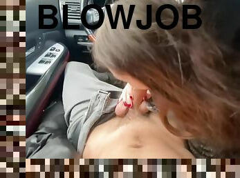 amatir, blowjob-seks-dengan-mengisap-penis, pasangan, mobil, berambut-cokelat