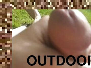 Straight white male Naked Tanning Outdoors Cumshot
