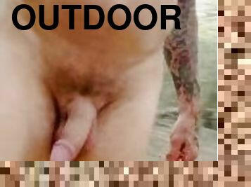 .Walking naked outdoors.