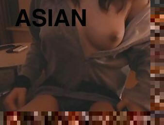 Asian Amateur Couple Blow Job In The Living Room
